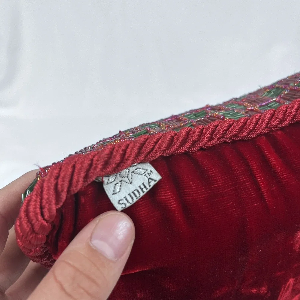 SUDHA PENNATHUR Neiman Marcus Christmas Ornament Ball RedGreen Decorative Pillow